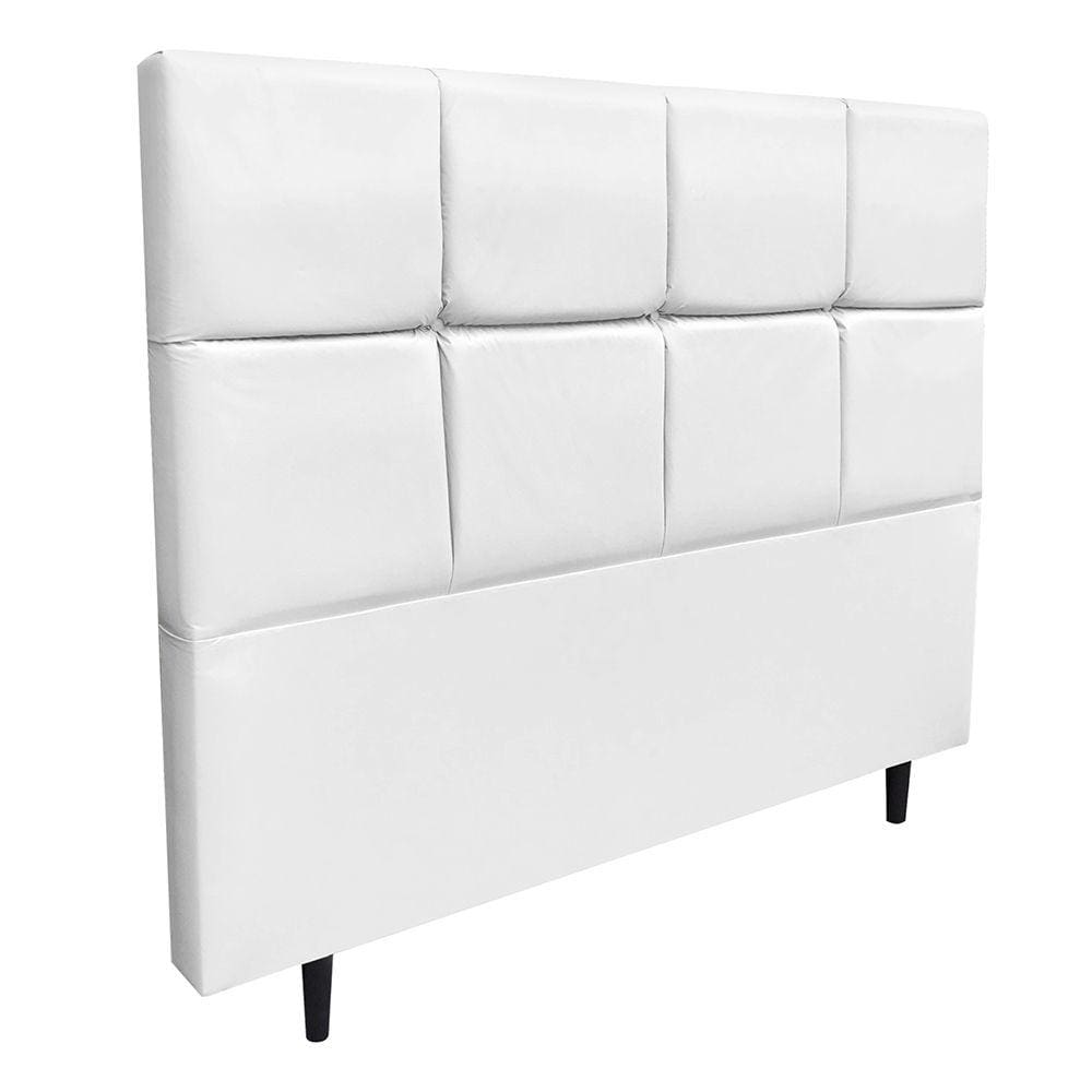 Cabeceira Roma para Cama Box Casal 140 cm Corino Branco - D`Rossi