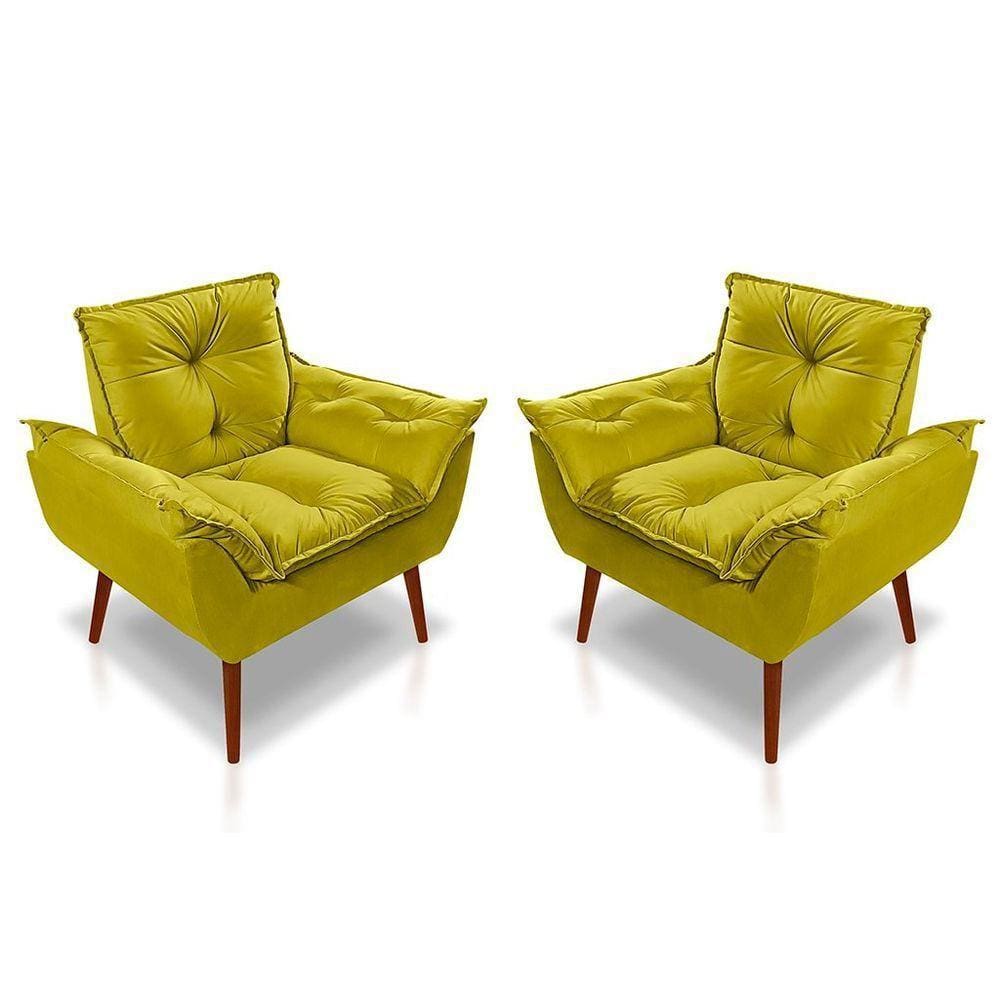 Kit C- 02 Poltronas Opala Luxo Suede Amarelo