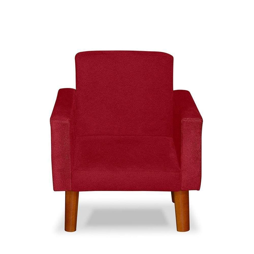 Mini Poltrona Cadeira Infantil Nina De Criança Suede Vermelho