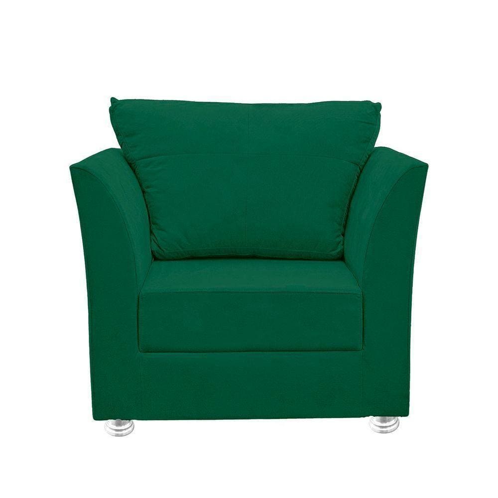 Poltrona Cadeira Decorativa Para Sala E Quarto Lisboa Suede Verde