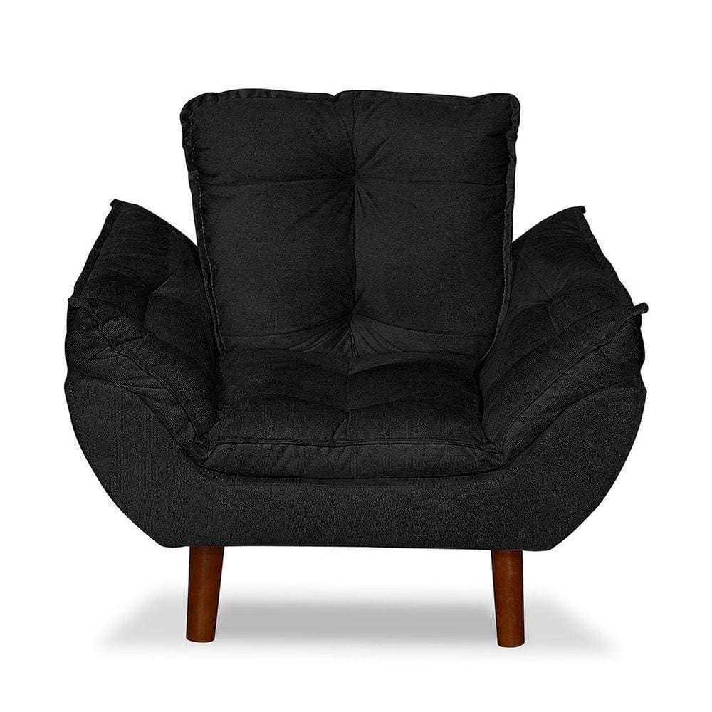 Mini Poltrona Cadeira Opala Infantil De Criança Suede Preto.