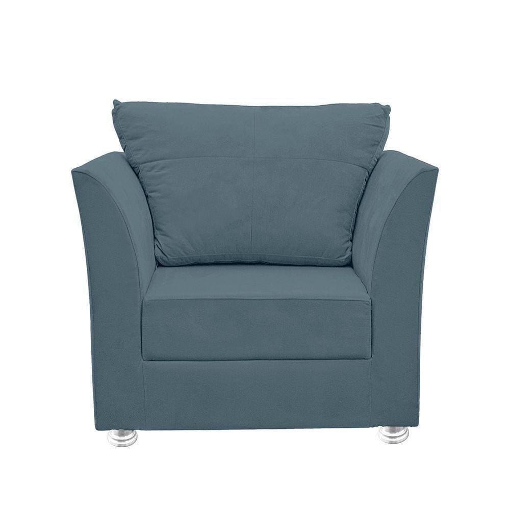 Poltrona Cadeira Decorativa Para Sala E Quarto Lisboa Suede Azul Turquesa