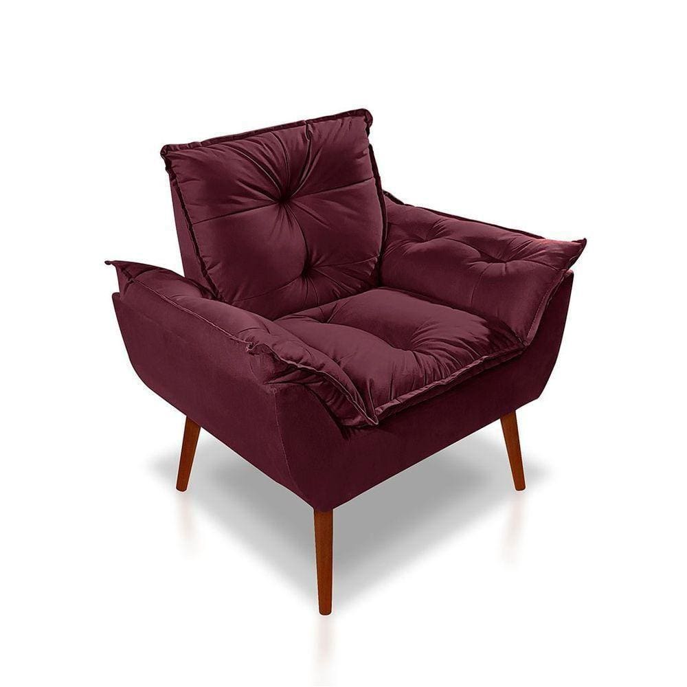 Poltrona Opala Luxo Suede Bordo