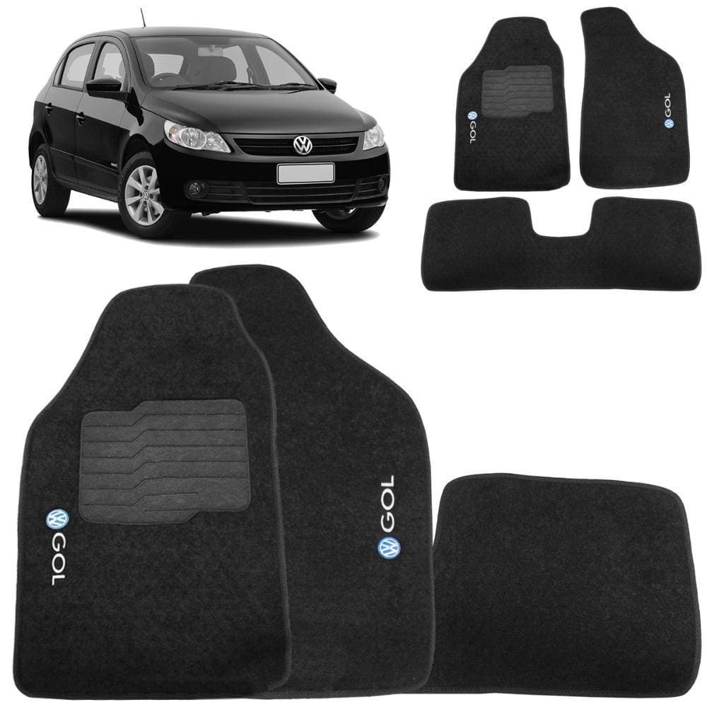 Jogo de Tapete Carpete Gol 2008 a 2012 Preto 3 Peças