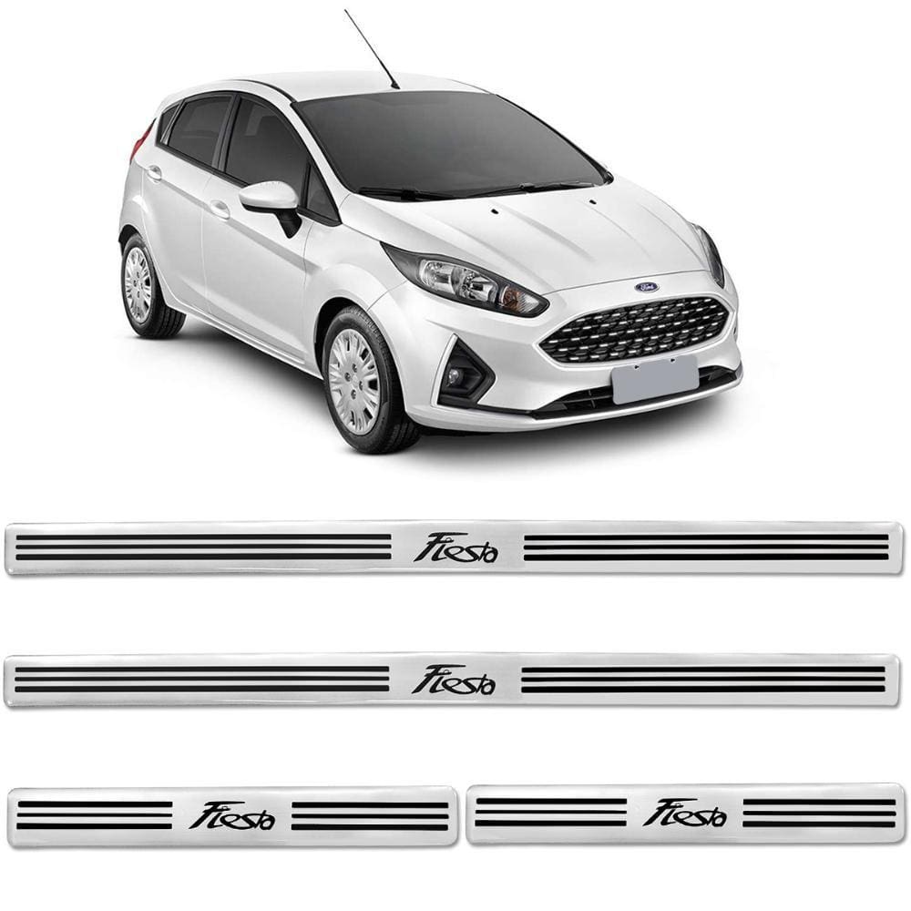 Soleira Resinada New Fiesta 2012 a 2019 Prata Alto Brilho