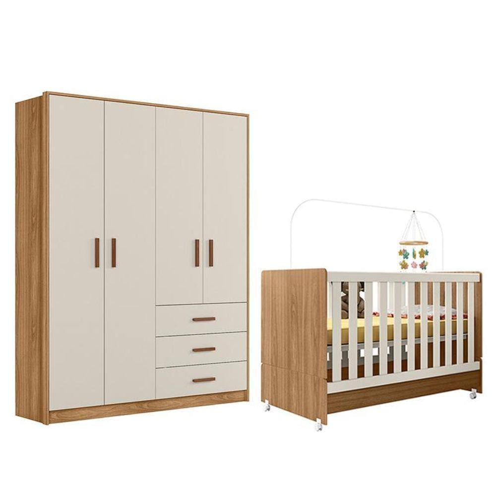 Jogo de Quarto Infantil Pérola Guarda Roupa e Berço - Peternella Móveis