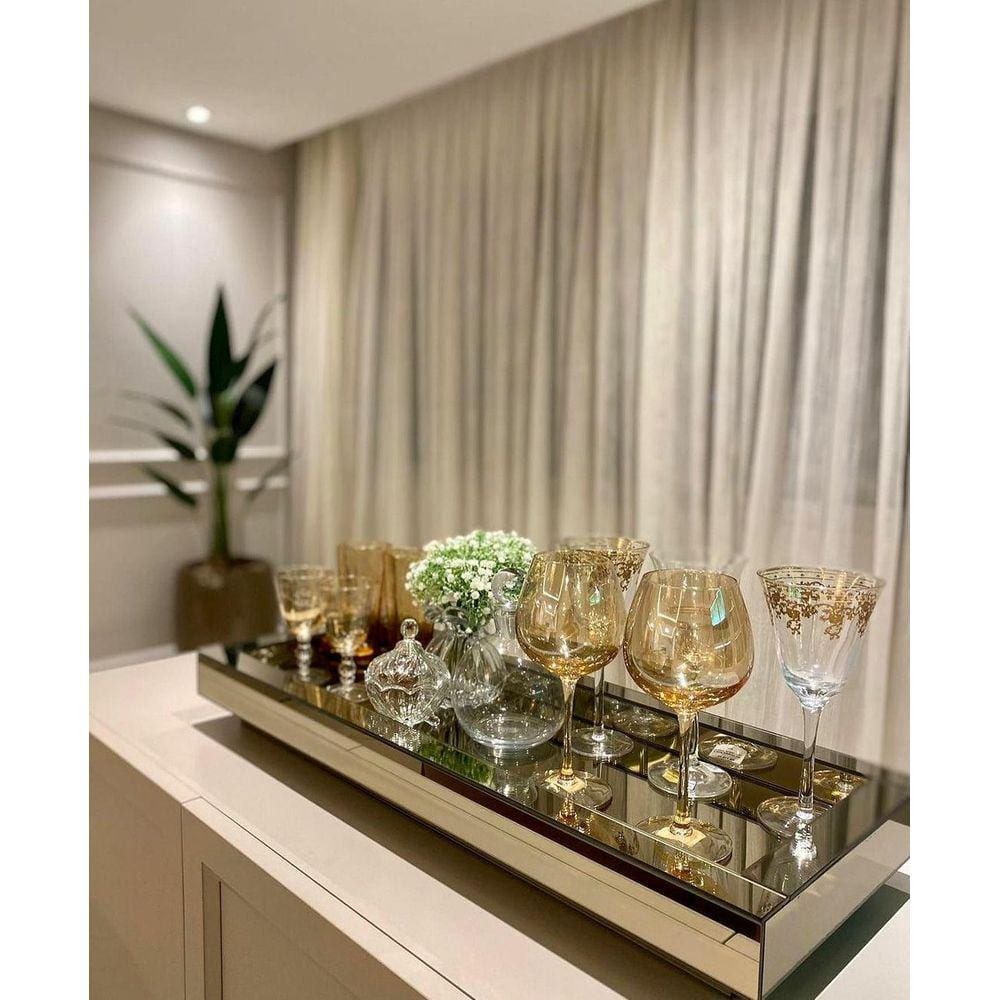 Bandeja Bronze Espelhada Decoração Luxo 40X25