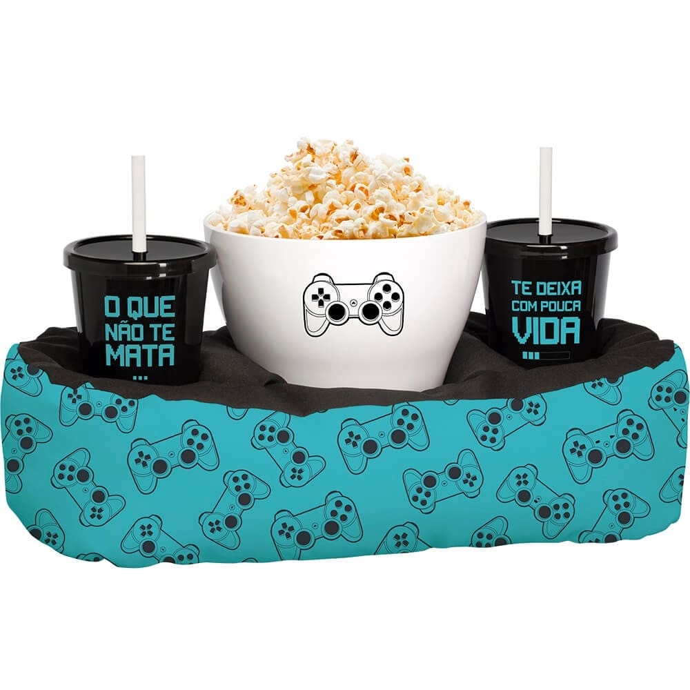 Kit Almofada com Balde Pipoqueira e Dois Copos Games Filme