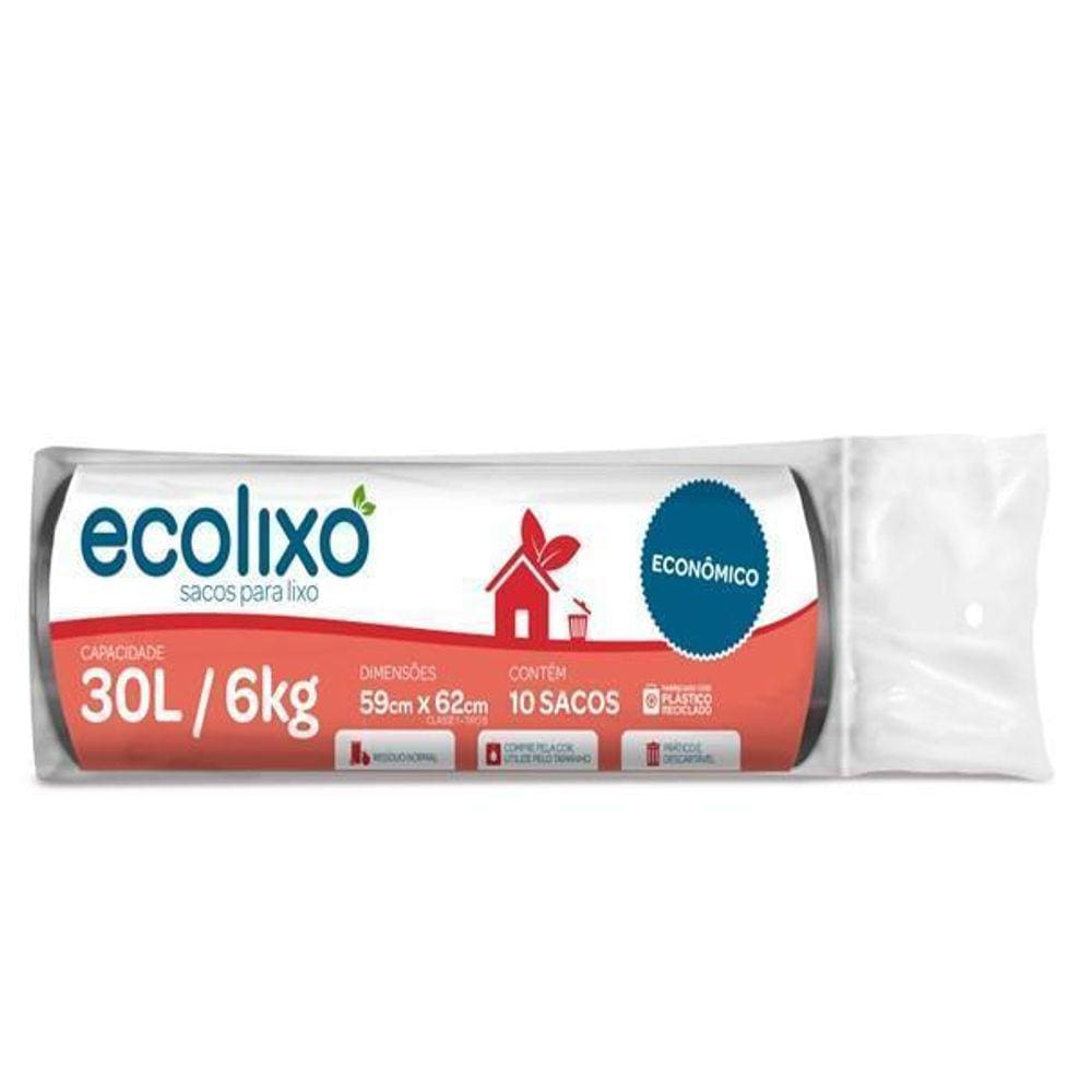 Saco De Lixo 30L Preto C/10Un