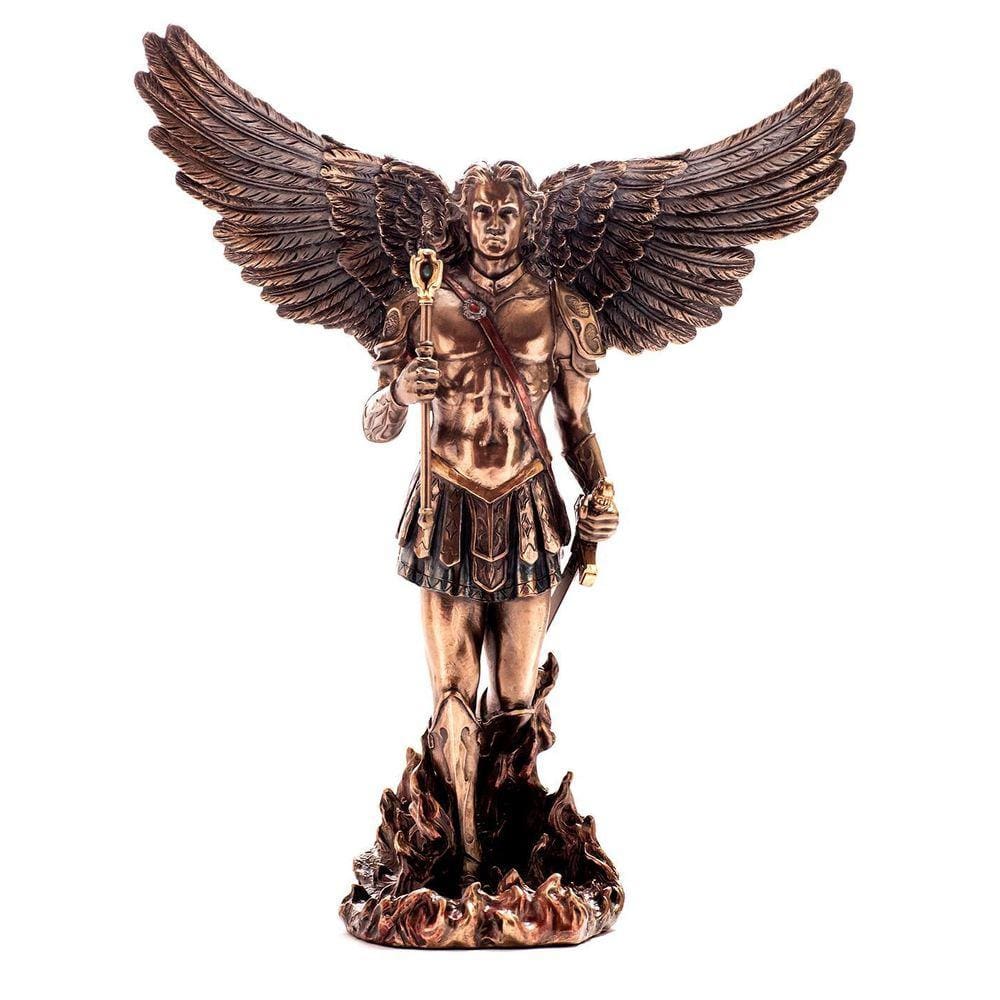 Escultura Anjo Arcanjo Miguel Proteção Resina Veronse 32 Cm