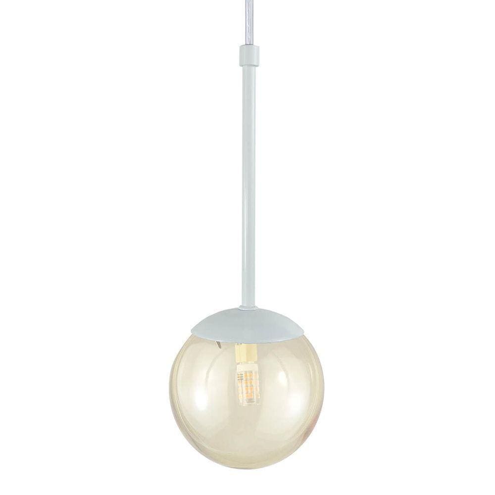 Pendente Globo Esfera De Vidro 12cm - Branco - Vidro Ambar