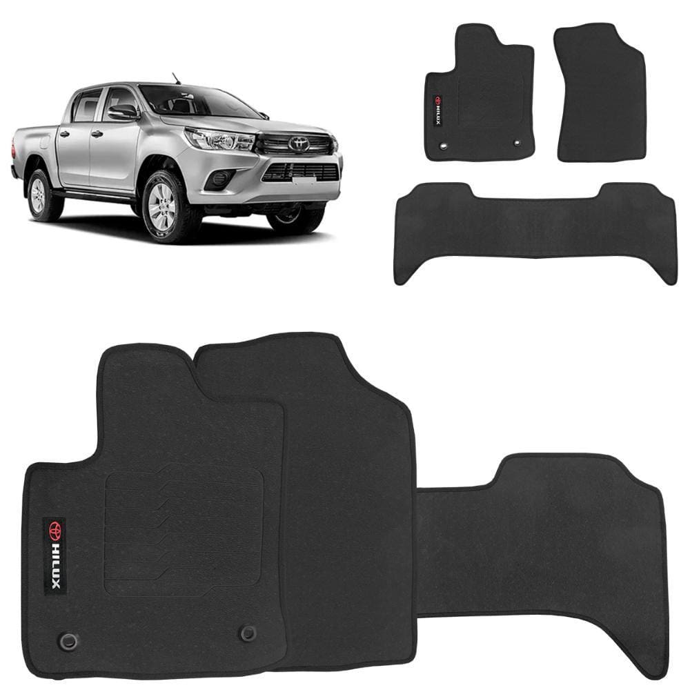Jogo de Tapete Borracha Hilux 2016 a 2020 Preto 3 Peças