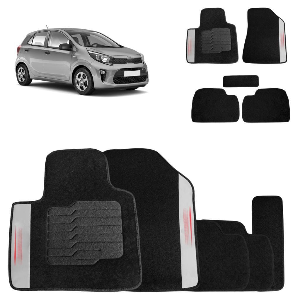 Jogo de Tapete Carpete Picanto 2012 a 2018 Preto 5 Peças