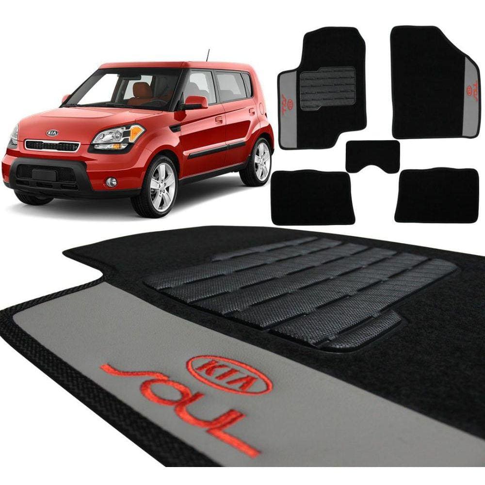 Jogo Tapetes Carpete Kia Soul 2009 2014 Pto Bordado 5 Peças