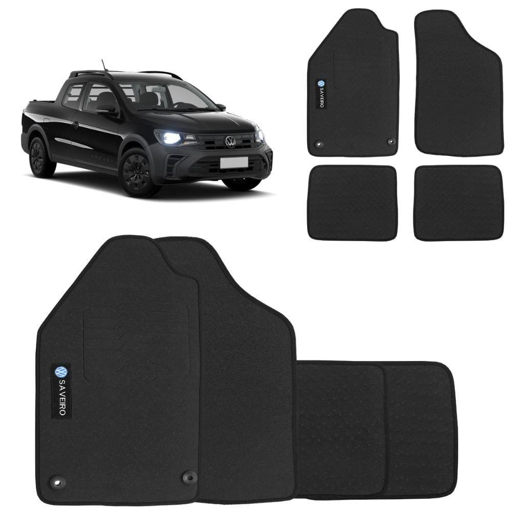 Jogo de Tapete Borracha Saveiro CD 2013 a 2024 Preto 4 Peças