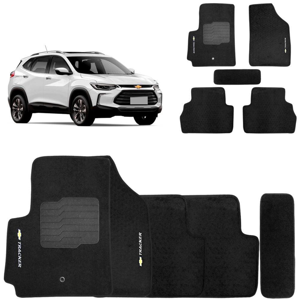 Jogo de Tapete Carpete Tracker 2020 a 2024 Preto 3 Peças