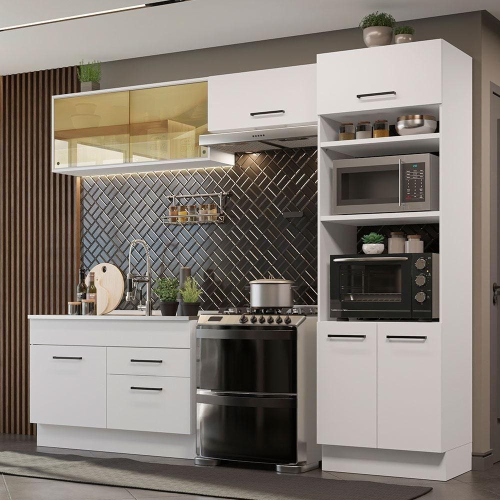 Cozinha Completa 270005 Com Armário E Balcão Branco Branco