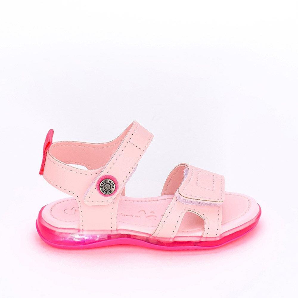 Sandália de Led Infantil Bebê Kidy Calce Fácil Rosa Nude