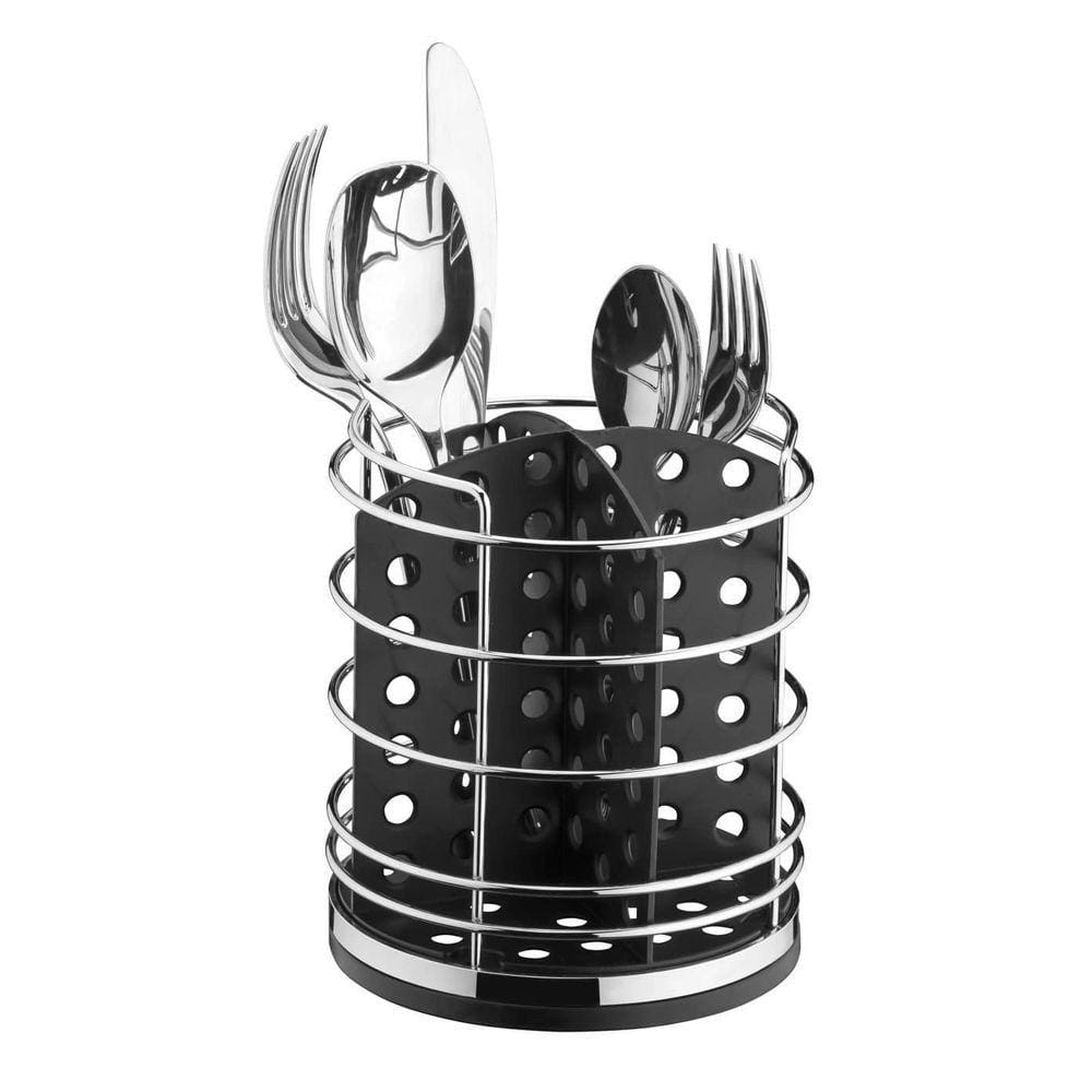 Porta Talheres Preto Suporte Mesa Cozinha Aço Cromado