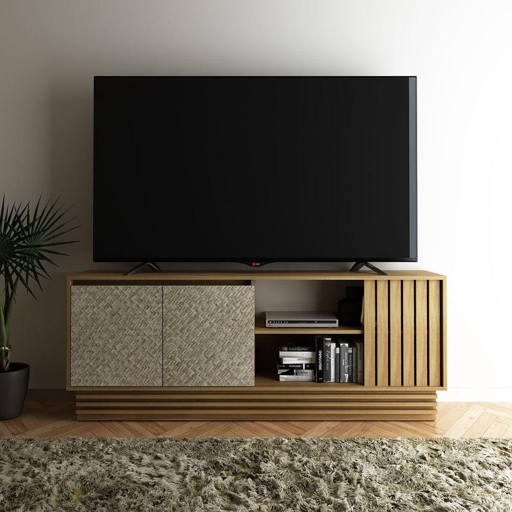 Rack para TV até 52\" Polegadas 160x61,7cm Natural Palha