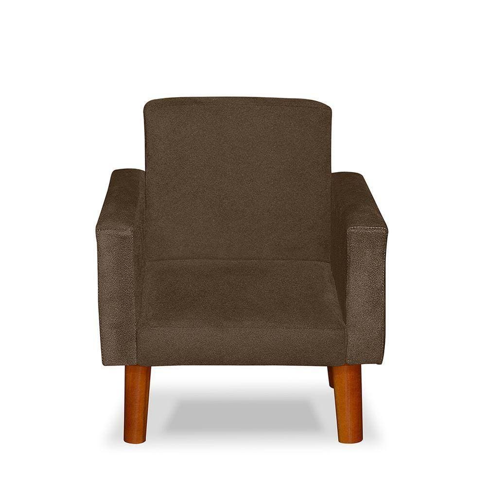 Mini Poltrona Cadeira Infantil Nina De Criança Suede Marrom Pés Palito