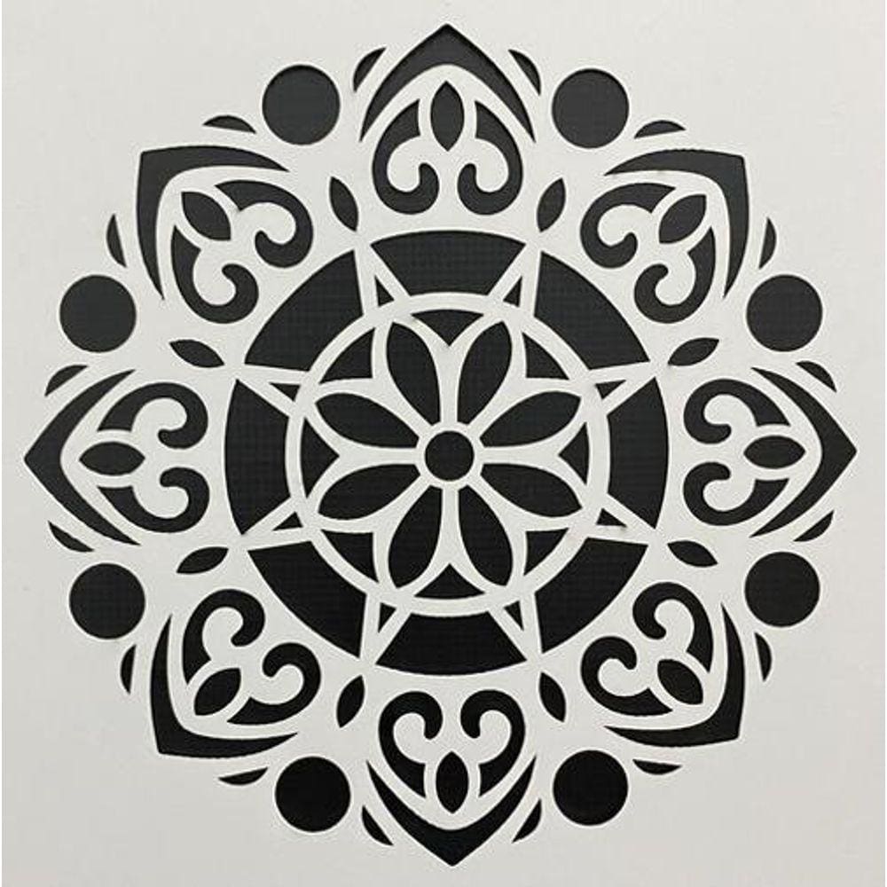 Stencil Gabarito Mandala Circular Revestimento De Parede 3D