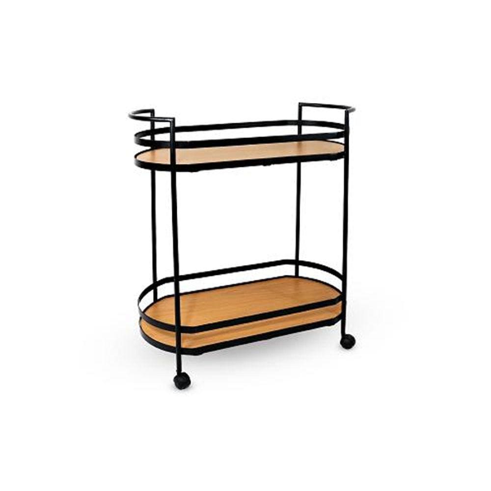 Carrinho de Bar Oval Preto 90cm
