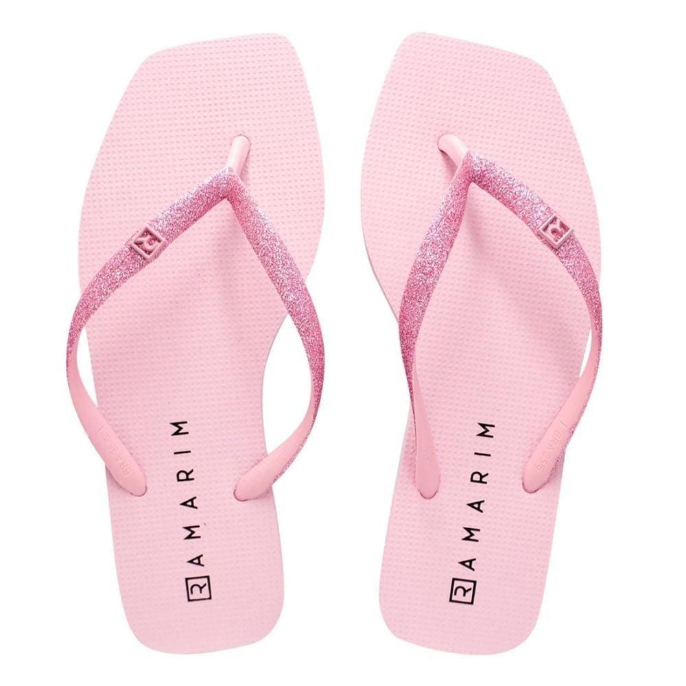 Chinelo Ramarim Feminino Solarize Bico Quadrado Glitter