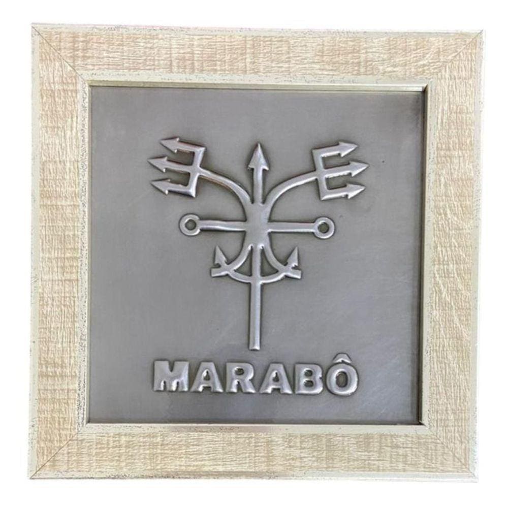 Quadro Exu Marabô Madeira Carvalho E Metal 18 X18 Cm