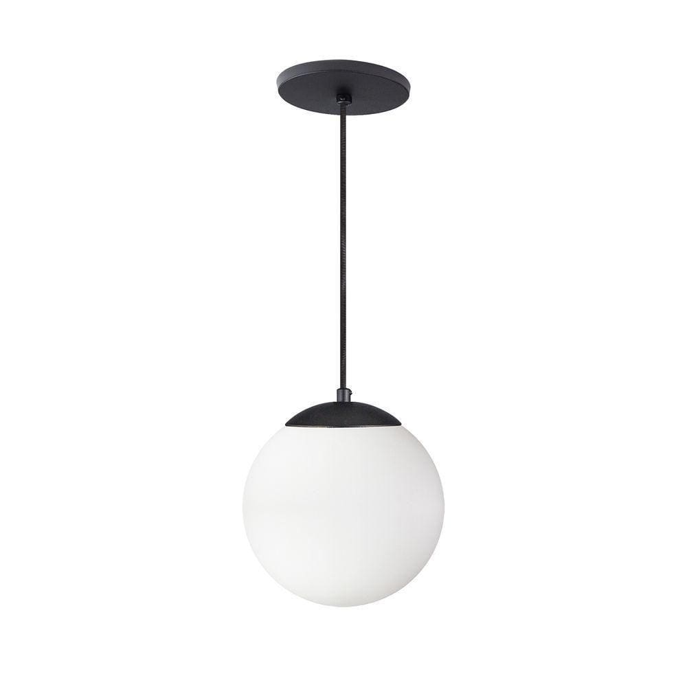 Pendente Globo Esfera De Vidro Branco Fosco 20cm - Preto