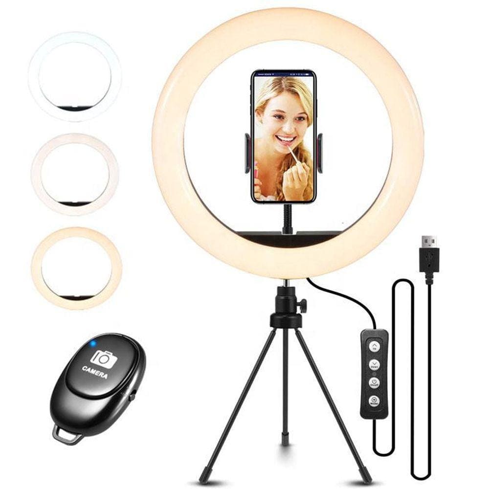 Ring Light 26Cm Luz Selfie Maquiagem Youtuber Tripé Pequeno
