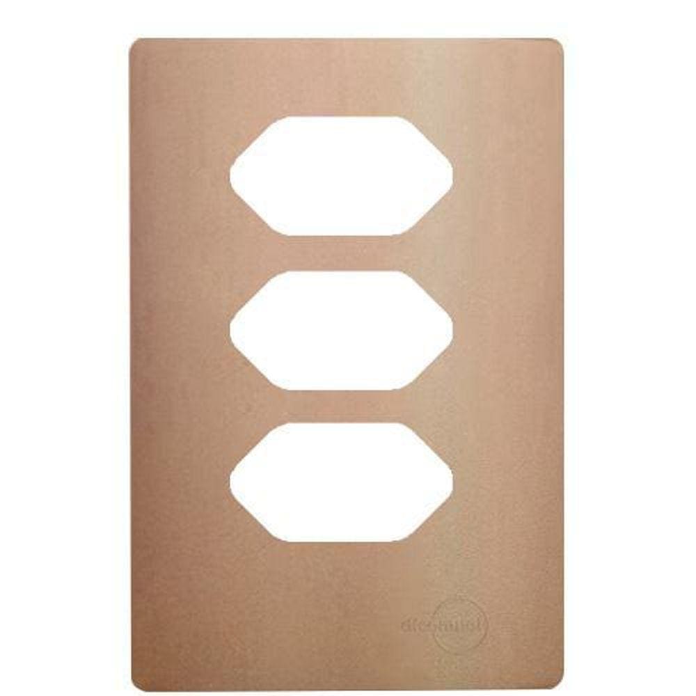 Placa Para 3 Tomadas 4X2 - Novara Ouro Rose