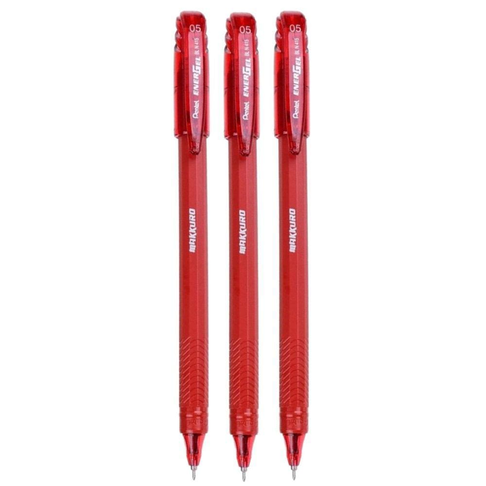 Kit 03 Caneta Gel EnerGel Makkuro 0.5mm PENTEL | Escrita Macia Secagem Rápida (Escolha as Cores)