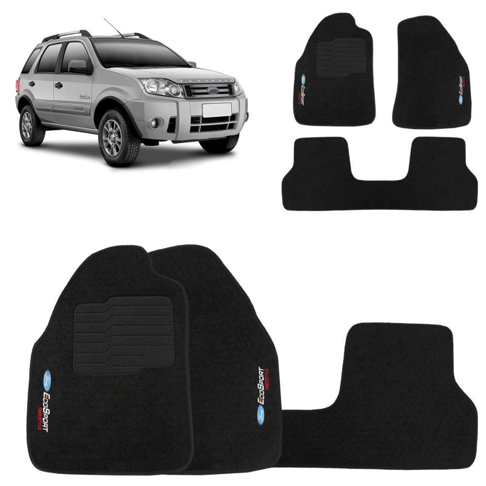 Jogo de Tapete Carpete Ecosport Freestyle 2003 a 2012 Preto 3 Peças