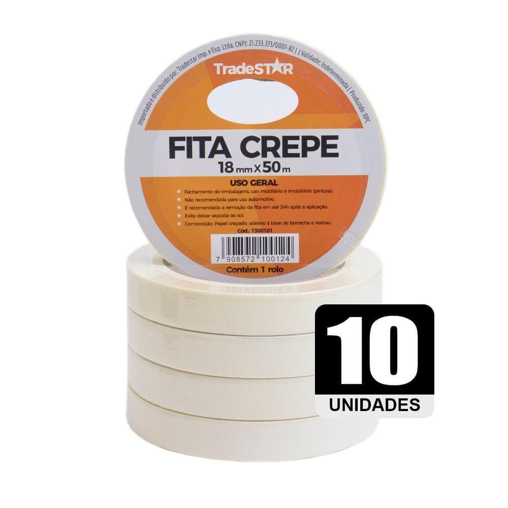 Fita Adesiva Crepe Papel 18mm X 50m C-10 Rolos 18x50