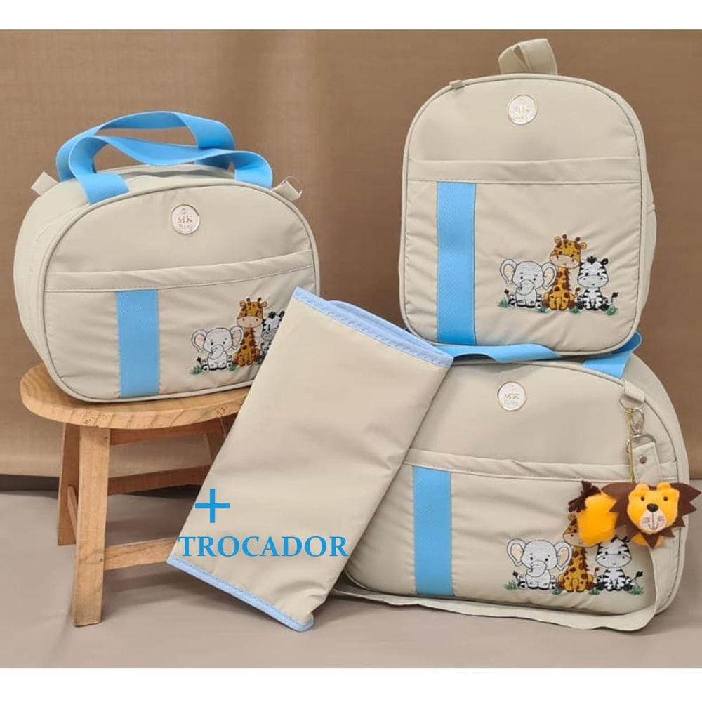 Kit Bolsa Maternidade Tema Safari Com Mochila E Trocador