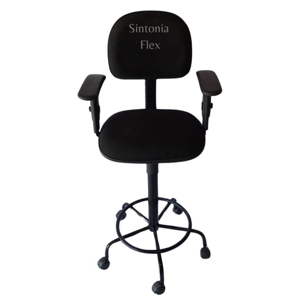 Cadeira Secretaria Caixa Alta Braço Regulagem Altura Rodízio