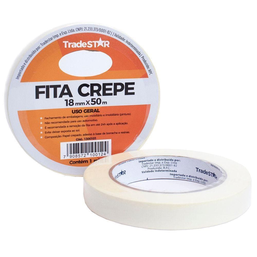 Fita Adesiva Crepe Papel 18mm X 50m C-24 Rolos 18x50