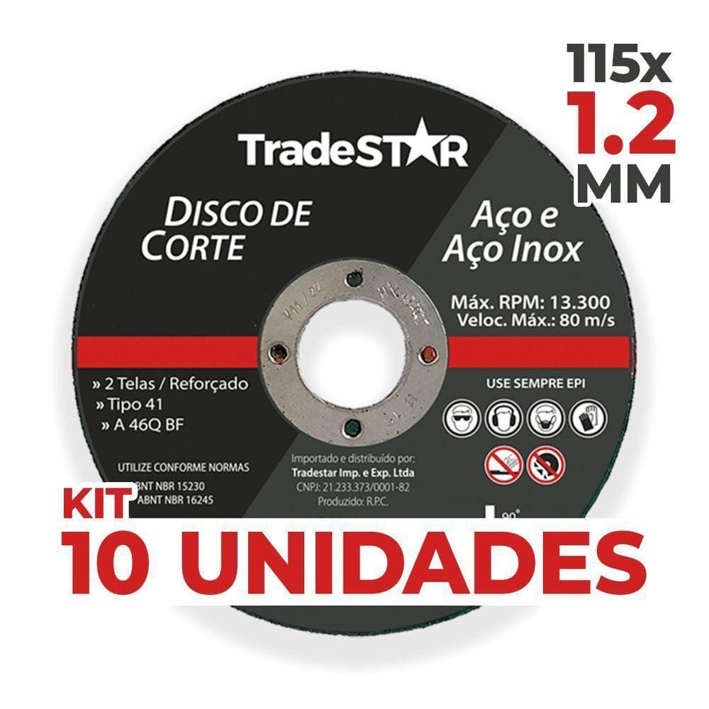Disco Corte Fino Inox 4.1-2 X 1,2 Esmerilhadeira 10 Peças