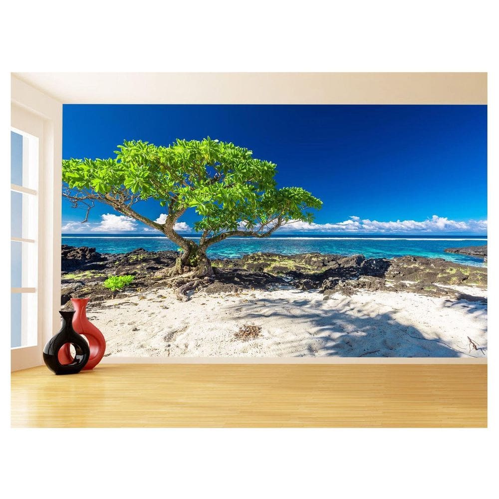 Papel De Parede Coqueiros Praia Mar Azul Água 3,5M Npr304