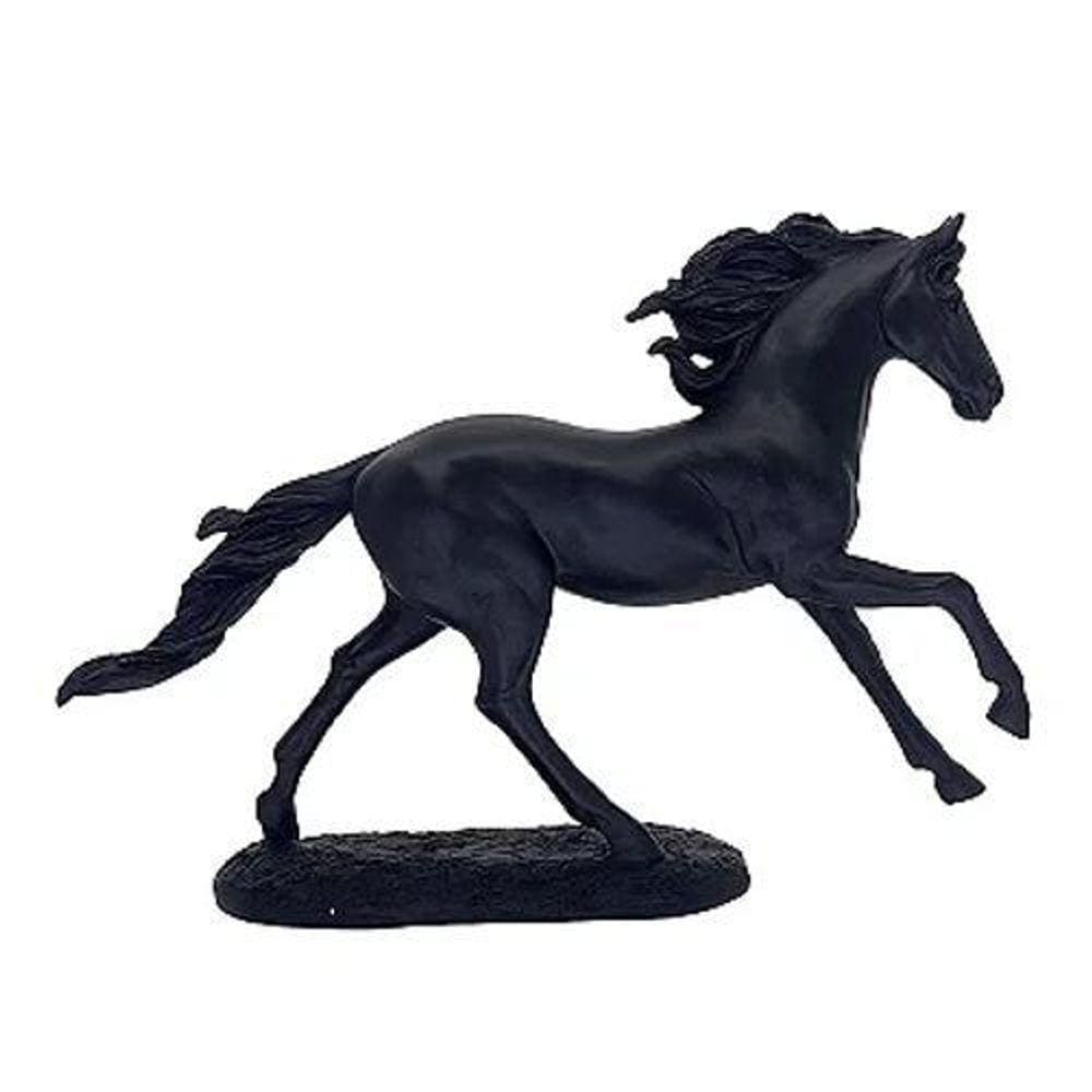 Escultura Cavalo Em Poliresina Preto 26X37,5X7,5Cm