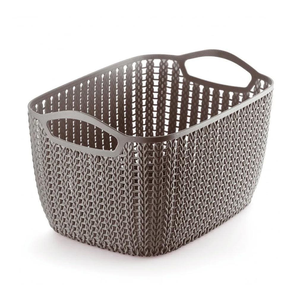 Cesto Plástico Trançado Largo Gg Marrom Ordene