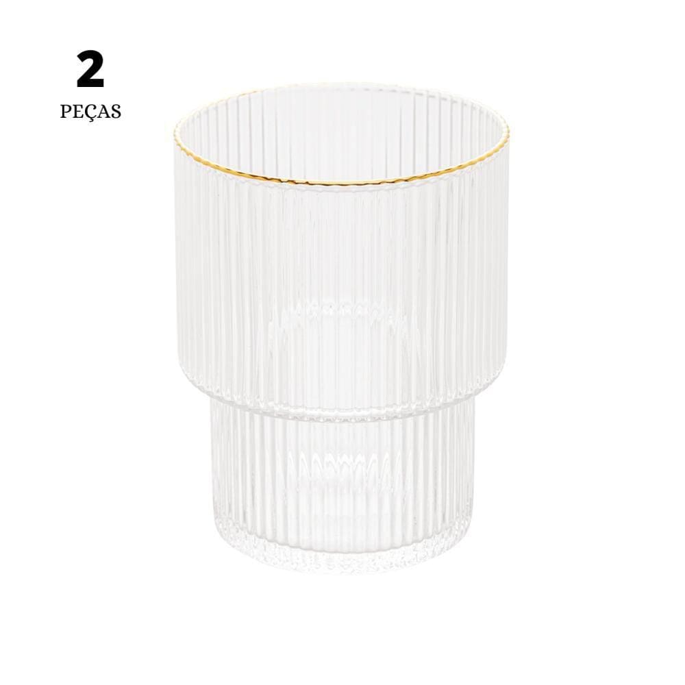 Jogo 2 Copos Baixos com Fio de Ouro Lines 220ml - Wolff