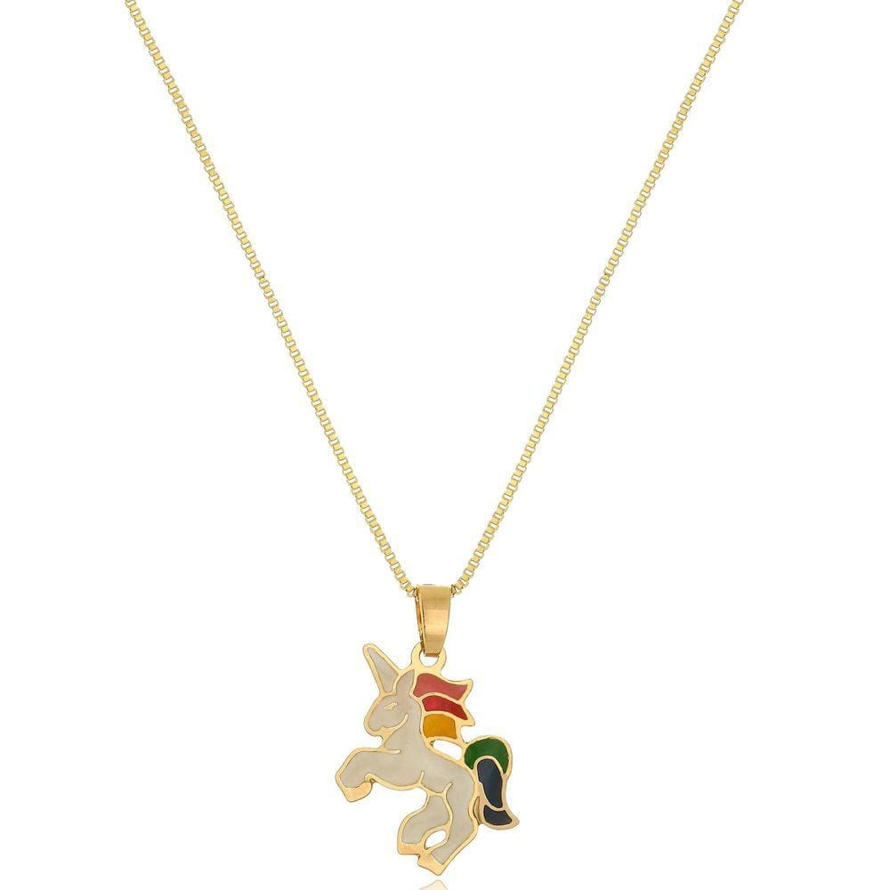 Colar Personalizado Unicornio Folheado Em Ouro18K