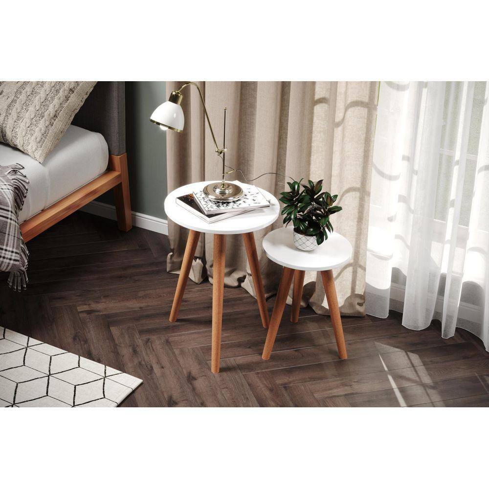Mesa De Apoio Lateral Pé Palito Quarto Mdf Off White
