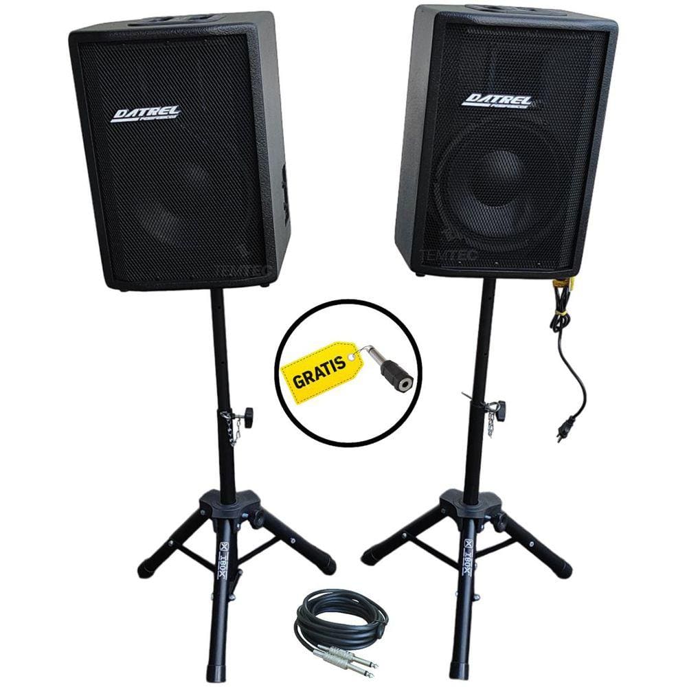 Kit Caixa De Som Ativa Passiva Datrel 10P 400W Rms Tripé Bt