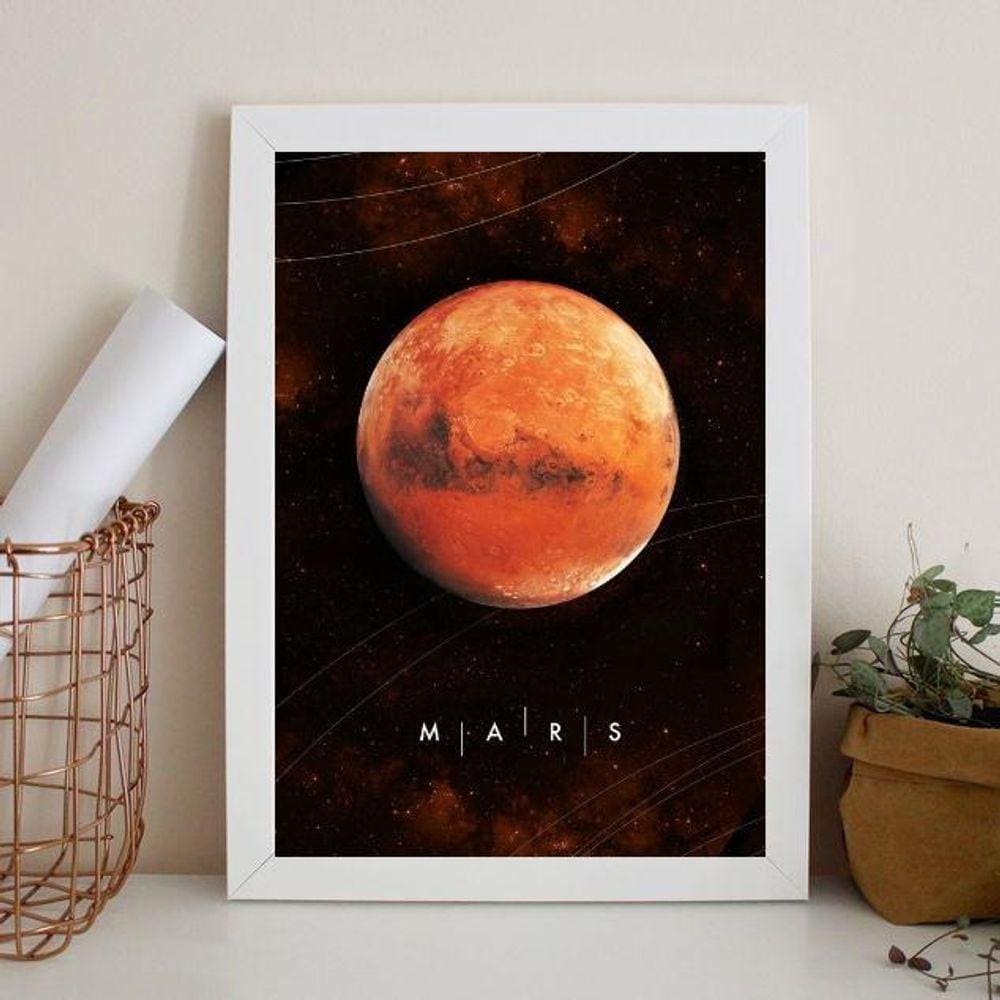 Quadro Decorativo Planeta Marte 24X18Cm