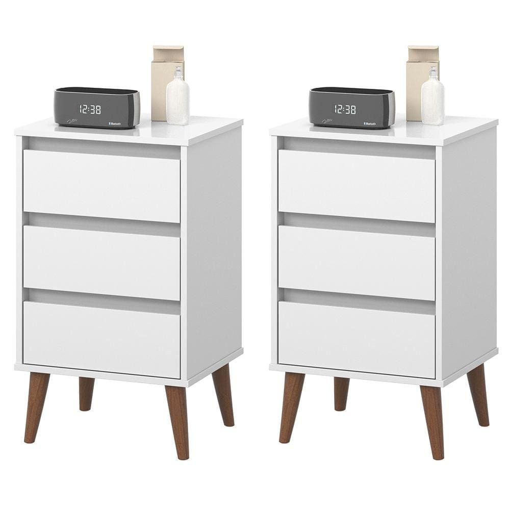 Kit 2 Mesas de cabeceira Wood Branco