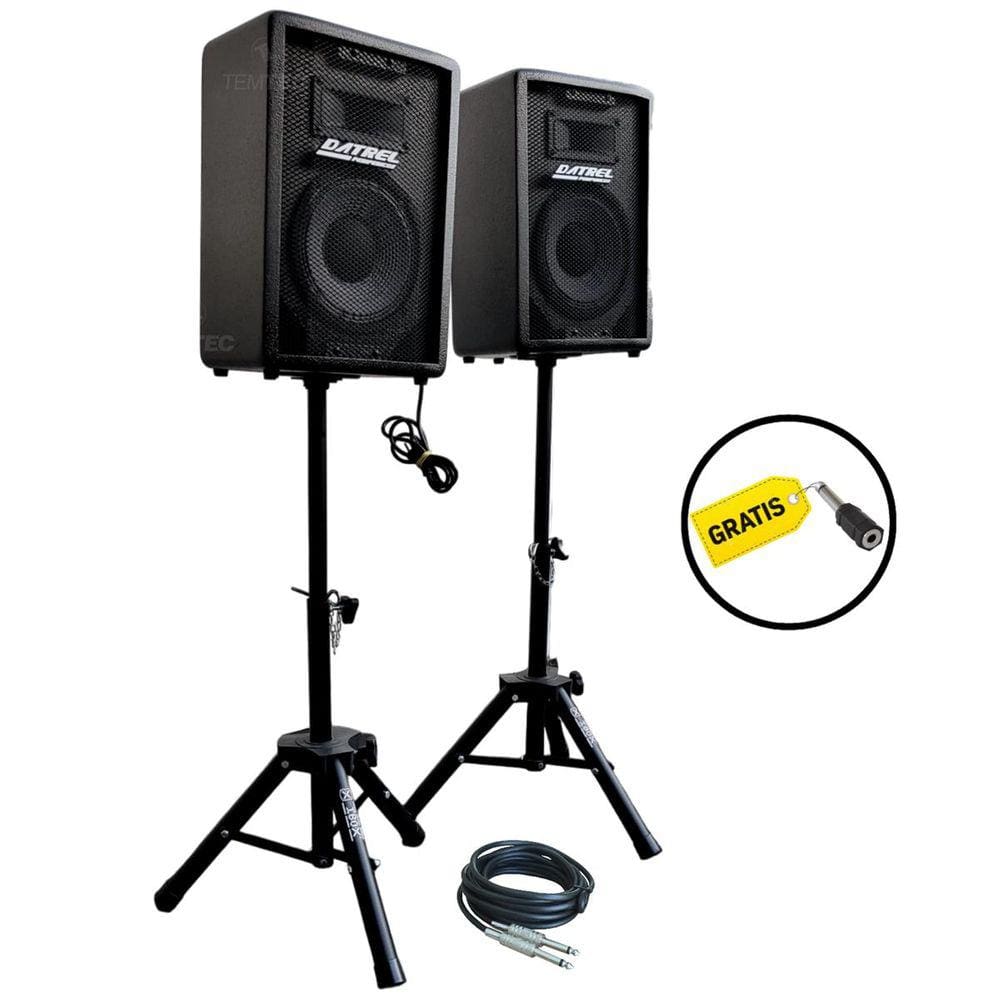 KIT CAIXA DE SOM ATIVA PASSIVA DATREL 8” 300W RMS TRIPE BT