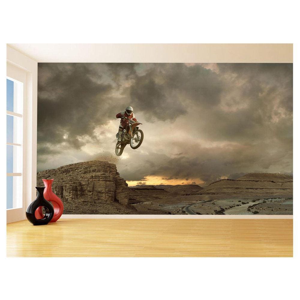 Papel De Parede 3D Moto Cross Trilha Terra Mx 3,5M Bkm05